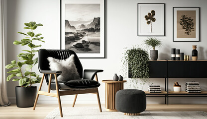 A Modern Scandinavian Living Room with Designer Accents Created Using Generative Ai
