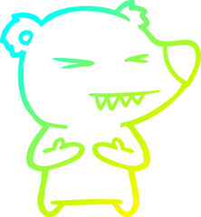 cold gradient line drawing angry bear cartoon