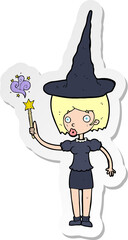 sticker of a cartoon halloween witch