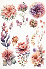 flowers with white background, card