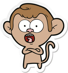 Obraz premium sticker of a cartoon shocked monkey