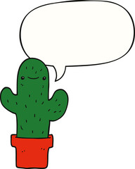 cartoon cactus and speech bubble