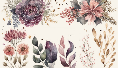 flowers with white background, card