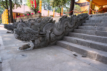 view inside of Imperial Citadel of Thang Long in Hanoi, Vietnam, the main gate (called as Doan Mon), Kinh Thien palace. Travel and landscape concept. © CravenA