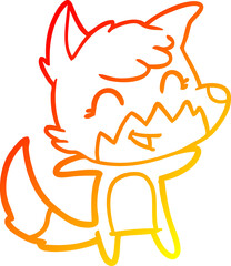 warm gradient line drawing happy cartoon fox