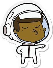 sticker of a cartoon confident astronaut
