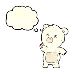 Obraz na płótnie Canvas cartoon curious polar bear with thought bubble