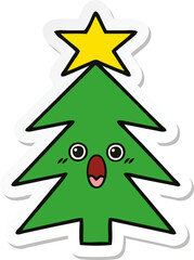sticker of a cute cartoon christmas tree