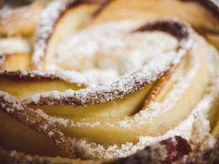 Homemade baking, macro view, baked dough texture