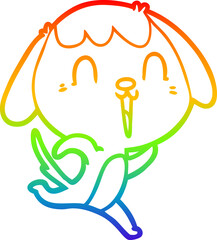 rainbow gradient line drawing cute cartoon dog crying