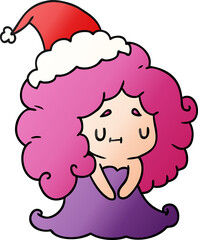 christmas gradient cartoon of kawaii girl