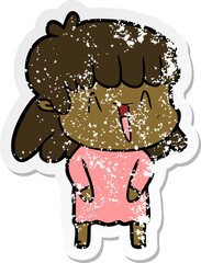 distressed sticker of a cartoon woman