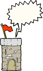 speech bubble cartoon old castle tower