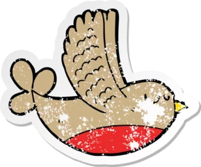 Gordijnen distressed sticker of a cartoon bird © lineartestpilot