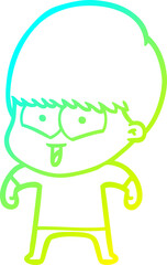Obraz premium cold gradient line drawing cartoon happy boy