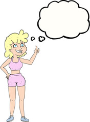 happy gym woman giving thumbs up symbol