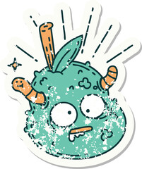 grunge sticker of tattoo style rotten pear