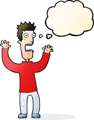 cartoon terrified man with thought bubble
