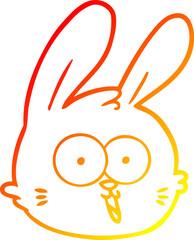 warm gradient line drawing cartoon rabbit face