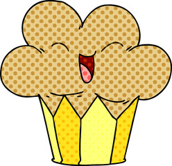 quirky comic book style cartoon happy cupcake