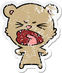 distressed sticker of a angry cartoon bear