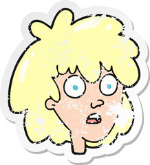 retro distressed sticker of a cartoon female face