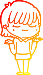 warm gradient line drawing cartoon woman