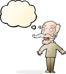 cartoon old man gasping in surprise with thought bubble