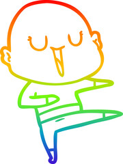 rainbow gradient line drawing happy cartoon bald man