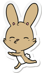 sticker of a curious bunny cartoon