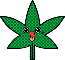comic book style cartoon marijuana leaf