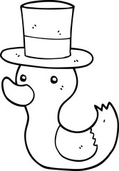 cartoon duck wearing top hat