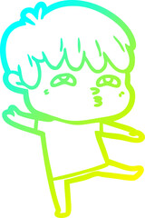 cold gradient line drawing cartoon curious man