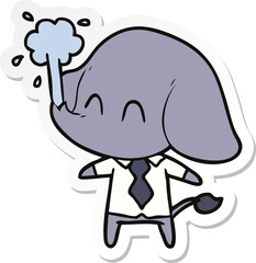sticker of a cute cartoon elephant spouting water