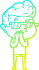 cold gradient line drawing cartoon cool guy