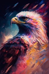 Fototapeta premium Majestic Soaring: Oil-Style Eagle Portrait. Ai generative