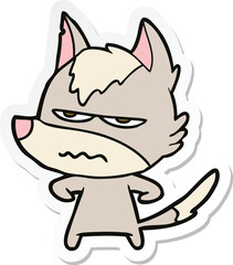 sticker of a cartoon annoyed wolf