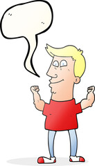 speech bubble cartoon celebrating man