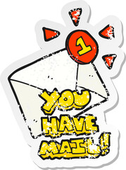 retro distressed sticker of a cartoon email