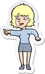 sticker of a cartoon woman pointing