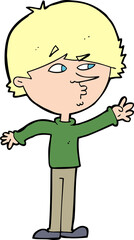 cartoon worried man reaching