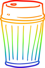rainbow gradient line drawing cartoon take out coffee