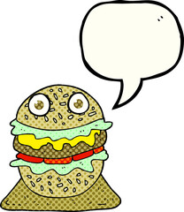 comic book speech bubble cartoon tasty burger