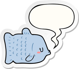 cartoon fish and speech bubble sticker