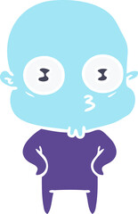 flat color style cartoon weird bald spaceman
