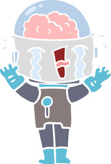 flat color style cartoon crying robot