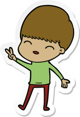 sticker of a happy cartoon boy