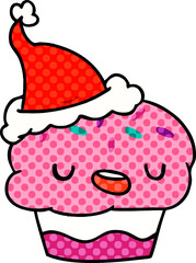 christmas cartoon of kawaii cupcake
