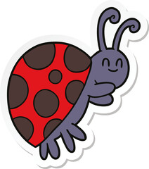 sticker of a cute cartoon ladybug