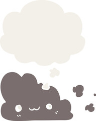 cute cartoon cloud and thought bubble in retro style